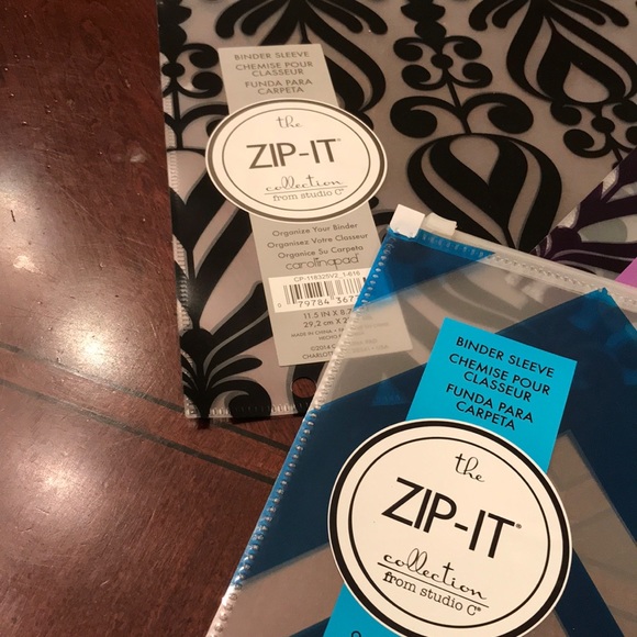 NWT set of 3 Zip-It binder sleeves w/zip closure - Picture 2 of 5